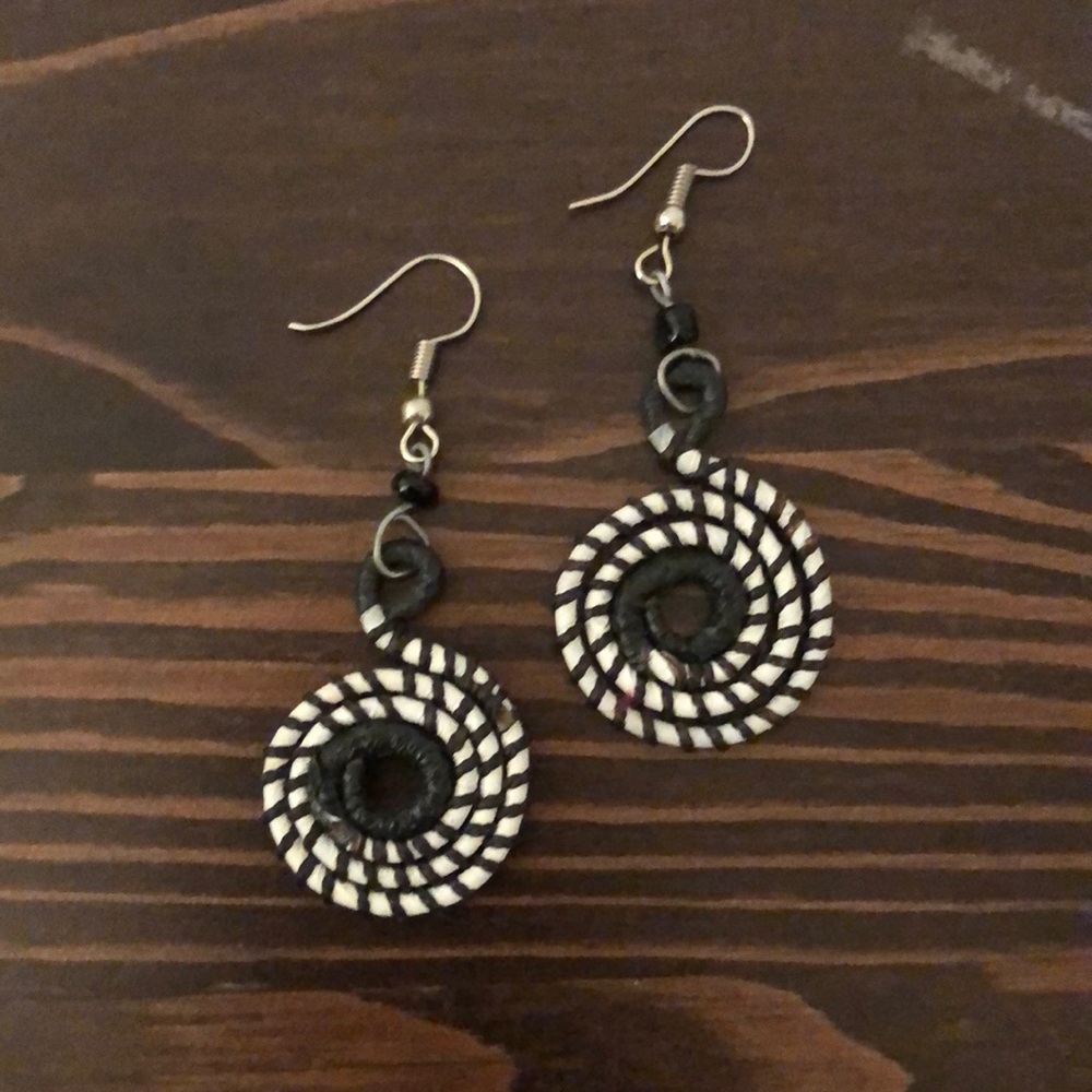 Handmade African Black & White Earrings